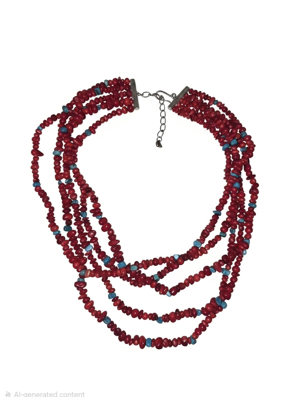 Jay King Multi-Strand Red and Turquoise Beaded Necklace